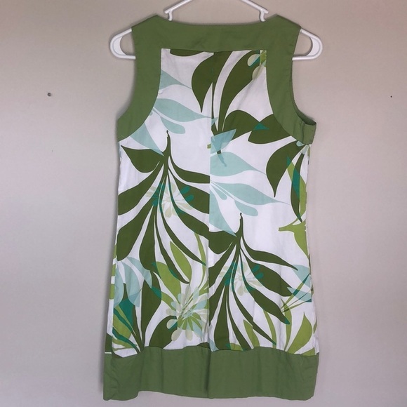2/$15 XOXO - Green White Tropical Leaf Print Sleeveless Mini Dress Size 5 - Picture 5 of 5